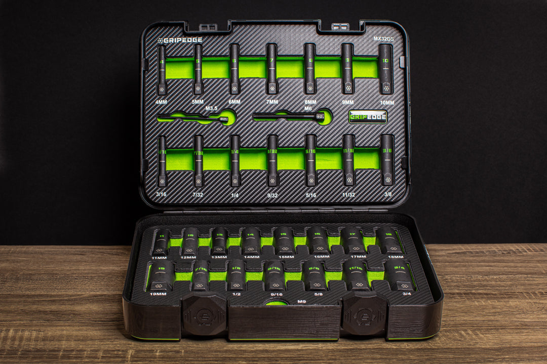 32-PC G-FORS 1/4" & 3/8" Drive Deep Metric & SAE Master Socket Extractor Set
